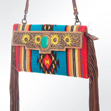 American Darling Cross Body Saddle Blanket Fabric Genuine Leather Western Women Bag Handbag Purse |College Casual Travel Bags